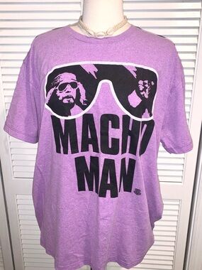 Macho Man Randy Savage Wrestling graphic tshirt XL Purple